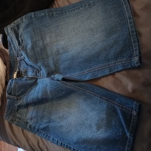 Blue jean knee length shorts